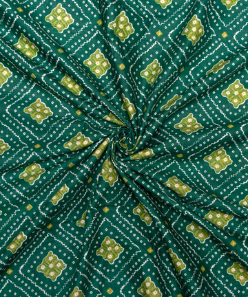 Green Bandhani Print Cotton Fabric